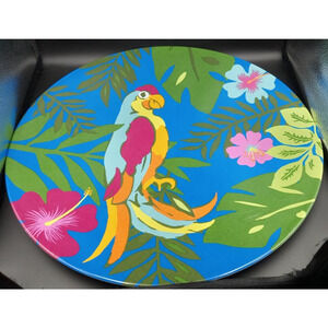 Very Pretty Melamine Island Paradise 2003 Target Corp. Round‎ Parrot Platter 14"